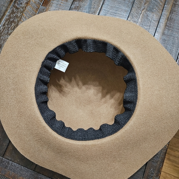 Tan Wool Floppy Hat with Braided Leather Detail and Gigi Pip Pin - Picture 5 of 9